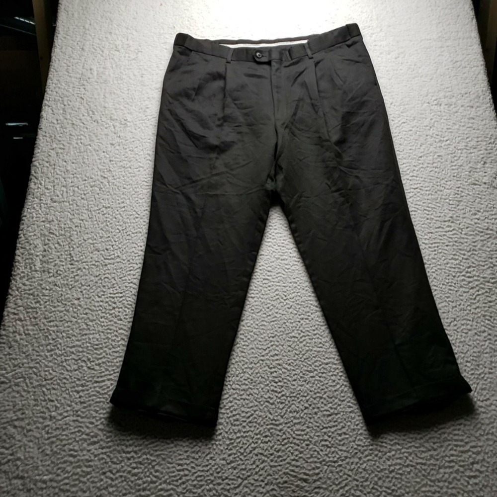 Perry Ellis Dress Pants Mens 40x29 Black Pleated Microfiber Portfolio Business